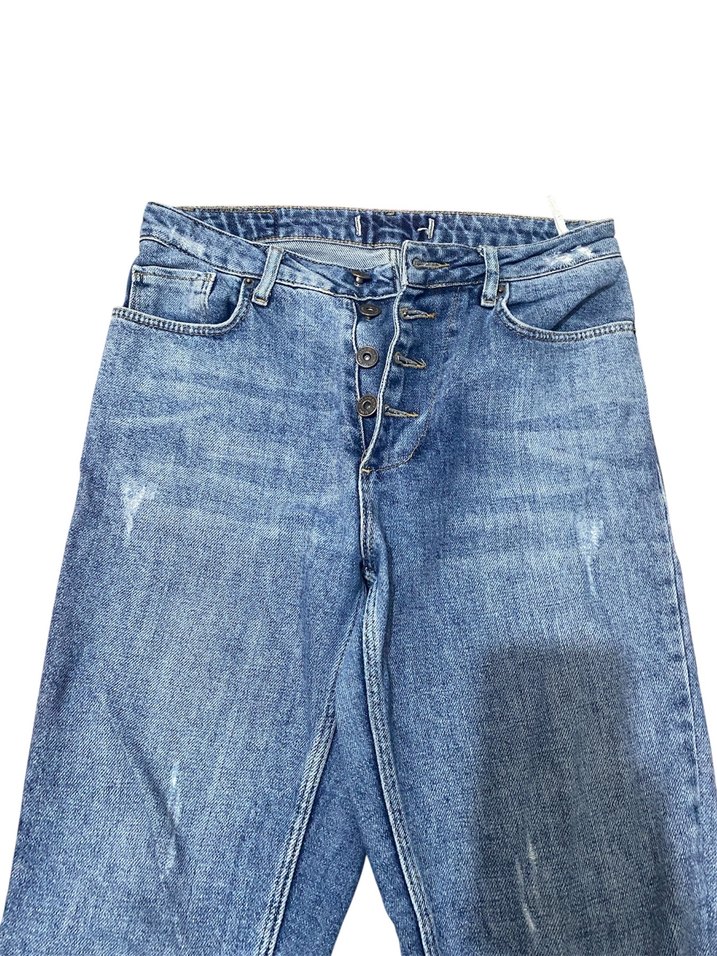 Düğmeli Bol Kesim Kadın Denim Pantolon - Görsel 2