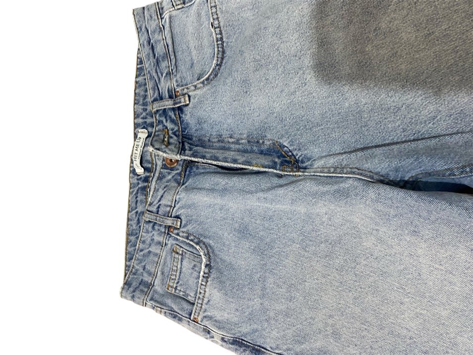 Bağlama Desenli Mavi Bol Kesim Kadın Kot Pantolon - Görsel 2