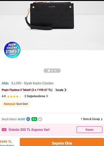 Aldo Siyah Kadın Deri Cüzdan - Görsel 2