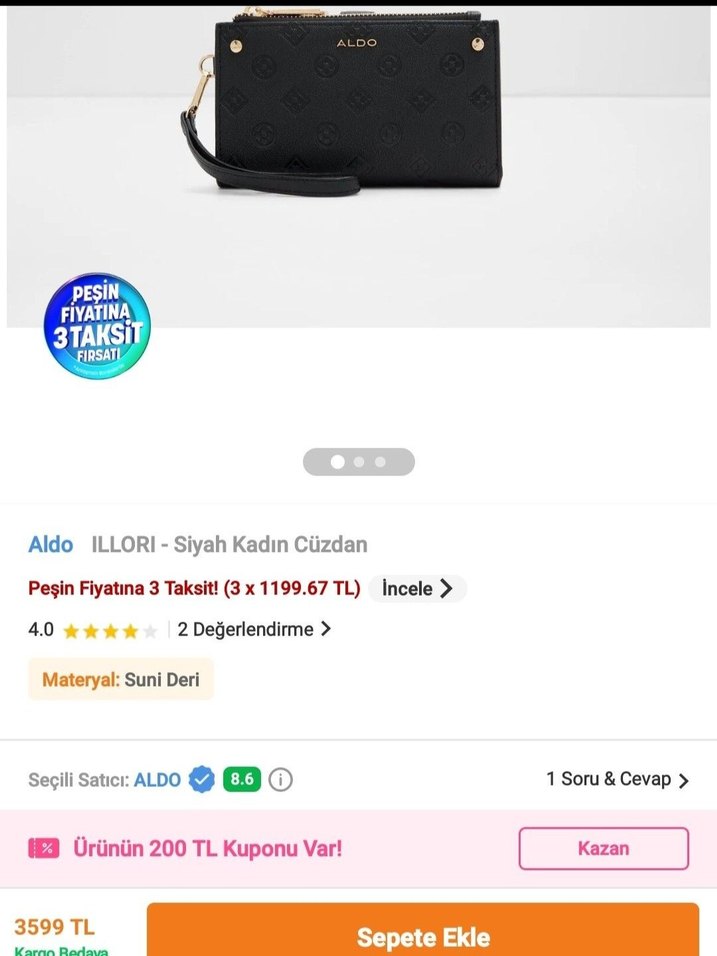 Aldo Siyah Kadın Deri Cüzdan - Görsel 2