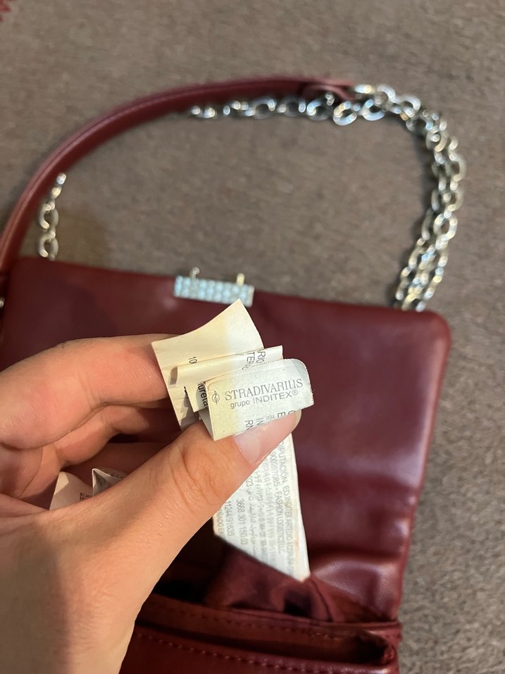 Bordo Zincir Detaylı Deri Kadın Çanta - Görsel 3