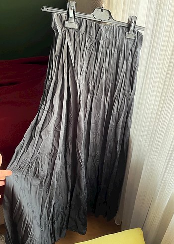 Gri Pilili Uzun Keten Etek - Görsel 2