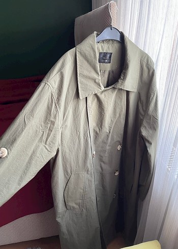 Kadın Haki Midi Keten Trençkot - Görsel 2