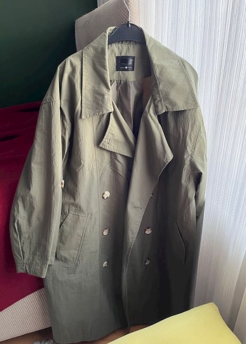 Kadın Haki Midi Keten Trençkot - Görsel 3