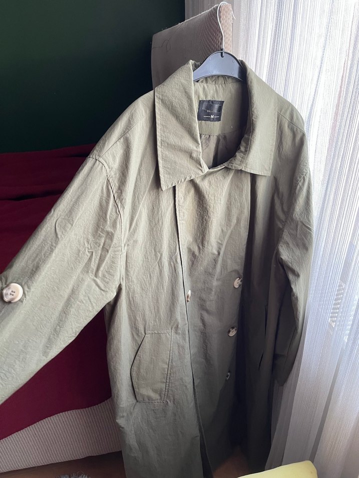 Kadın Haki Midi Keten Trençkot - Görsel 2