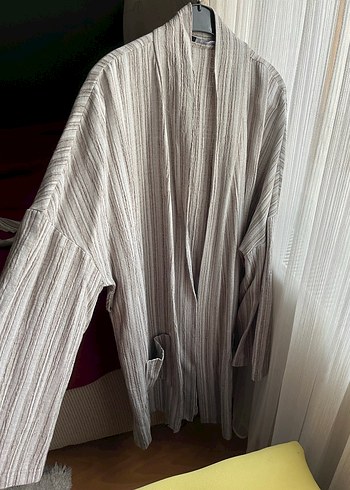 Gri Bohem Stilde kimono - Görsel 2