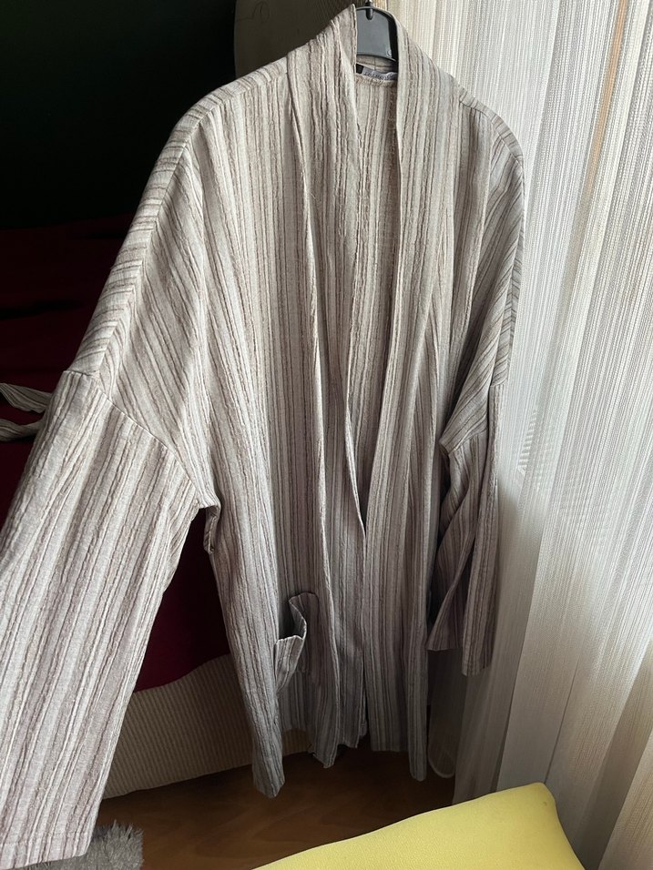 Gri Bohem Stilde kimono - Görsel 2