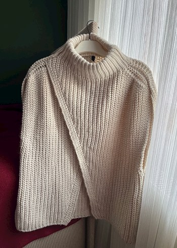 Bej Balıkçı Yaka Örgü Kadın Kazak - Görsel 2