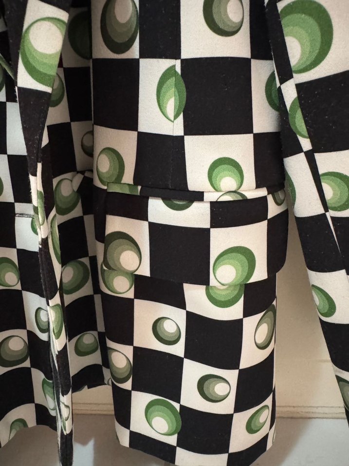 Yeşil Puantiyeli Regular Fit Kadın Blazer - Görsel 3