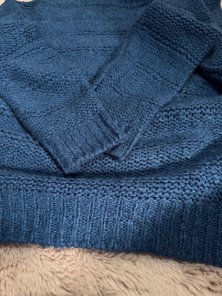 Kadın Mavi Örgü Kazak - Görsel 3