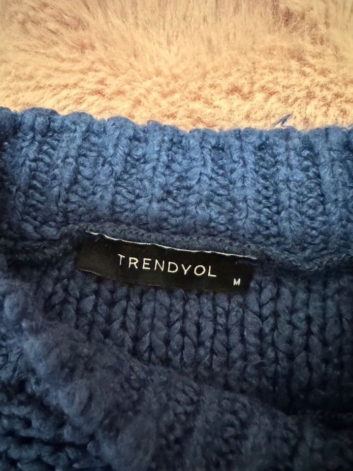 Kadın Mavi Örgü Kazak - Görsel 4