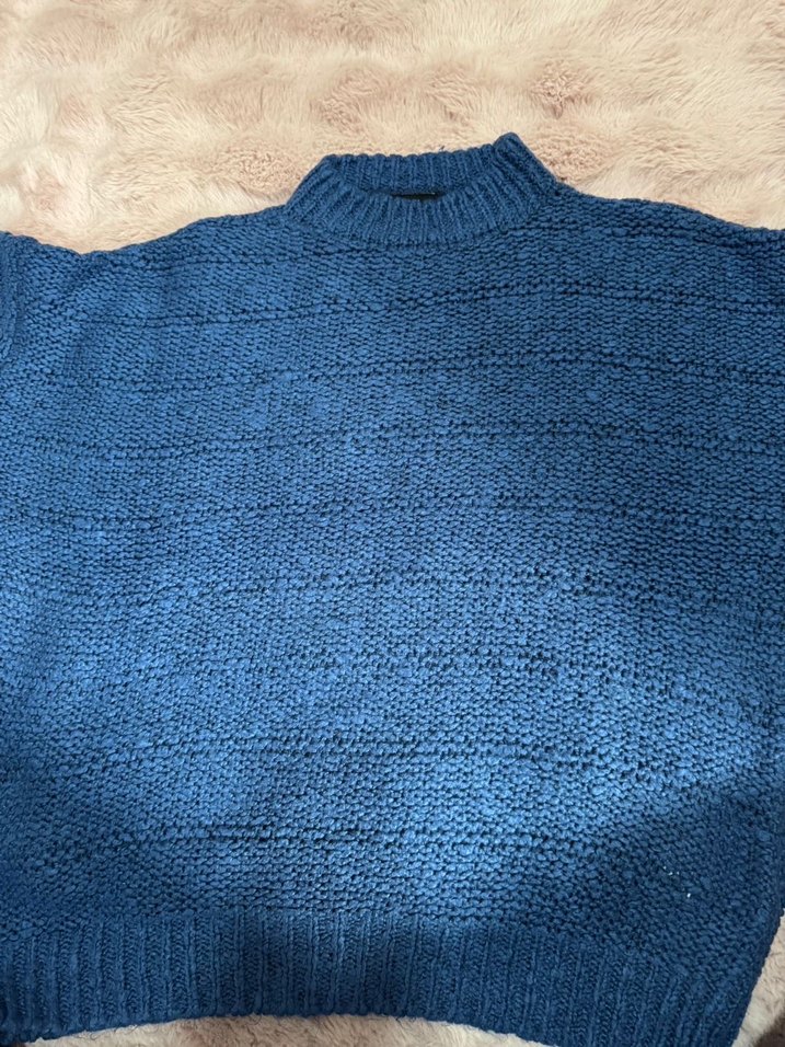 Kadın Mavi Örgü Kazak - Görsel 2