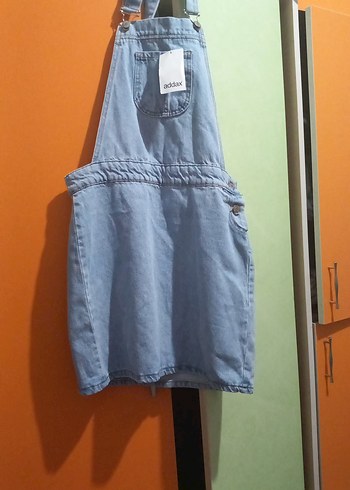 Kadın Mavi Denim Askılı Midi Salopet - Görsel 2