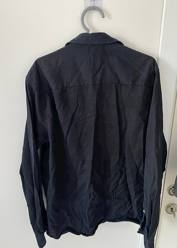 Defacto Siyah Keten Düğmeli Erkek Gömlek - Görsel 2