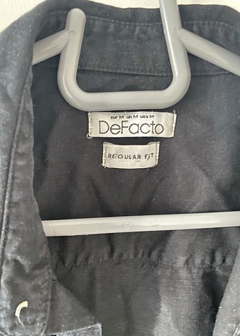 Defacto Siyah Keten Düğmeli Erkek Gömlek - Görsel 3