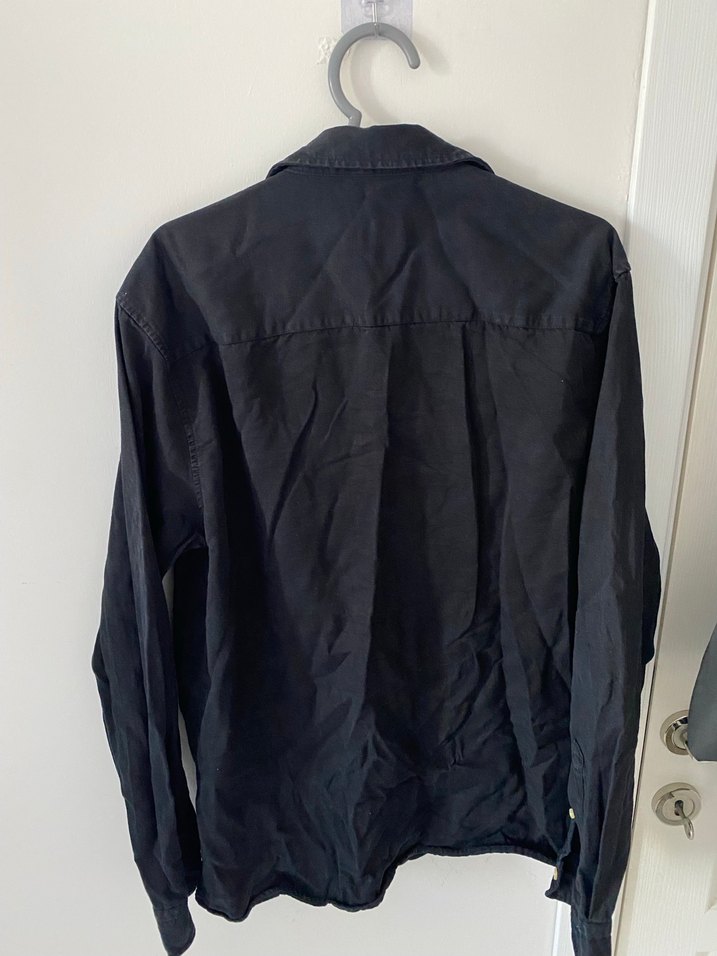 Defacto Siyah Keten Düğmeli Erkek Gömlek - Görsel 2