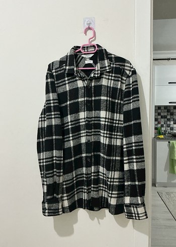 Pull and Bear Defacto Siyah Beyaz Yunlu Gomlek