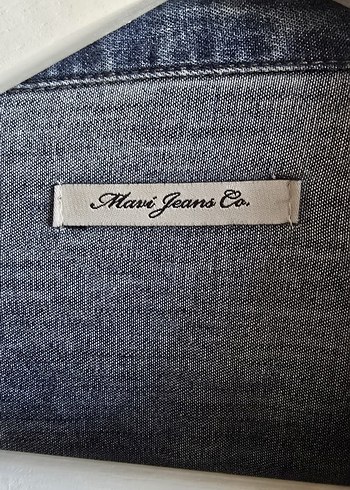 m Beden Düğmeli Mavi Kot Kadın Gömlek