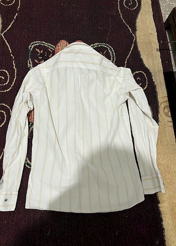 Erkek Beyaz Çizgili Uzun Kollu Gömlek - Görsel 2