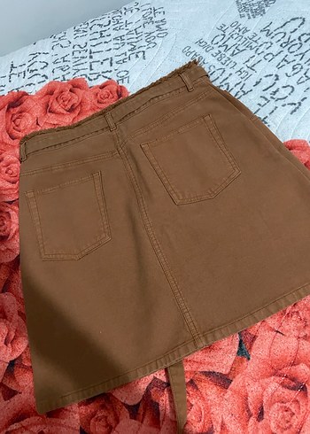 Kahverengi Kemerli Mini Etek - Görsel 4