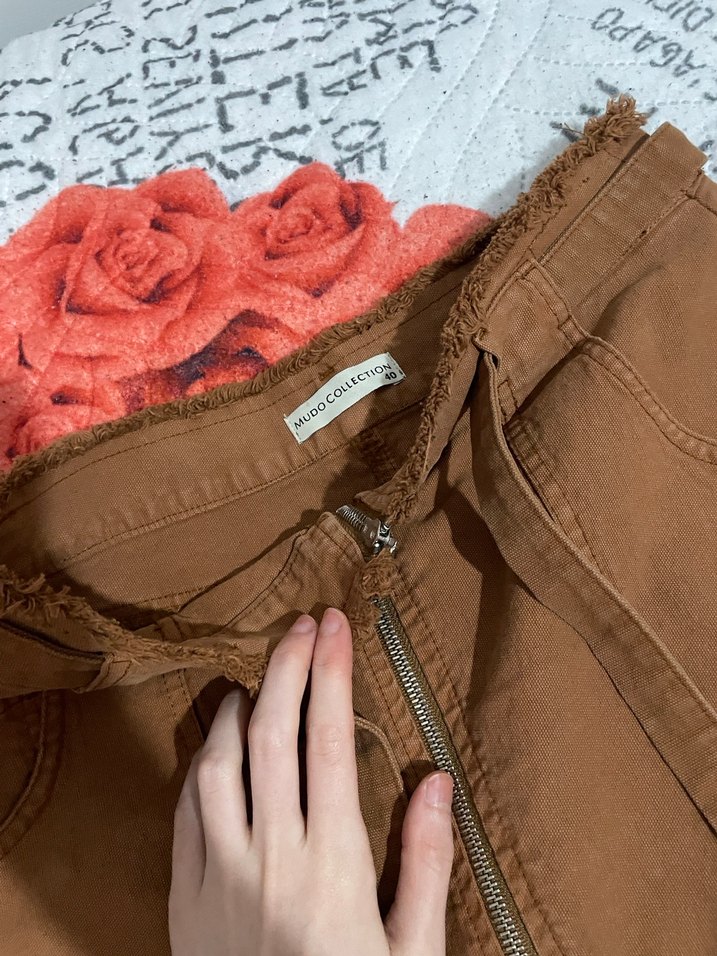 Kahverengi Kemerli Mini Etek - Görsel 2