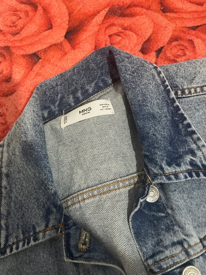 Düğmeli Kolsuz Mavi Denim Ceket - Görsel 2