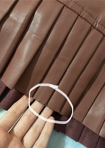 Kahverengi Deri Kemerli Mini Etek - Görsel 6