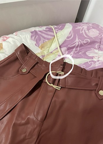 Kahverengi Deri Kemerli Mini Etek - Görsel 5