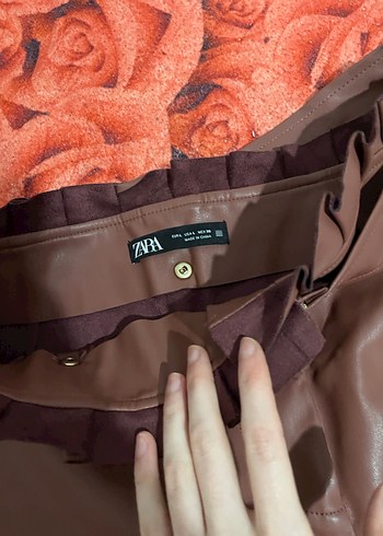 Kahverengi Deri Kemerli Mini Etek - Görsel 4