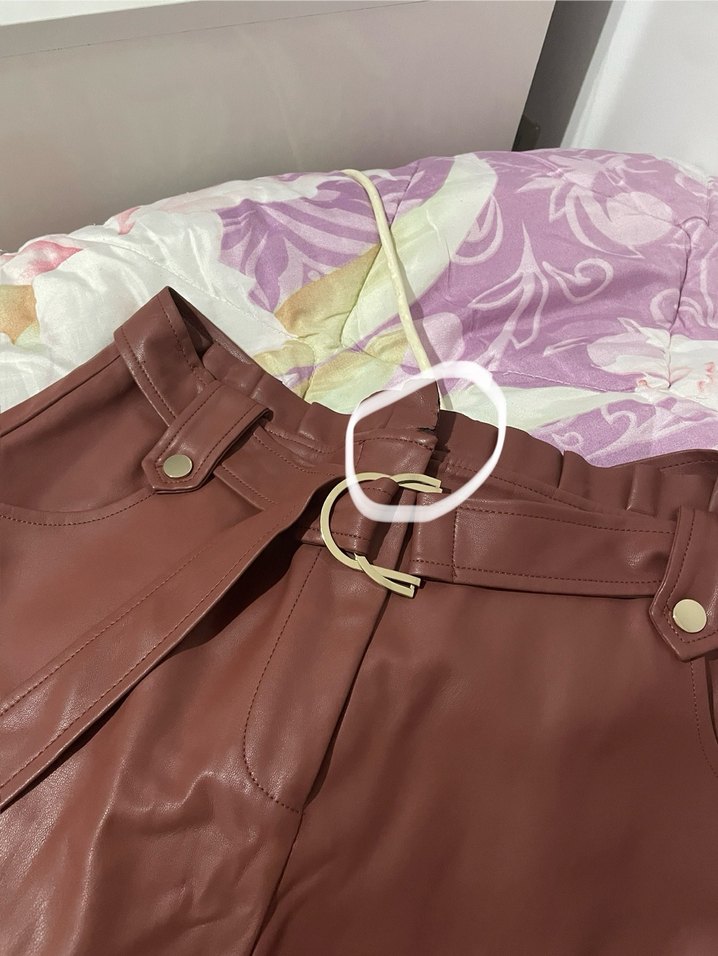 Kahverengi Deri Kemerli Mini Etek - Görsel 5