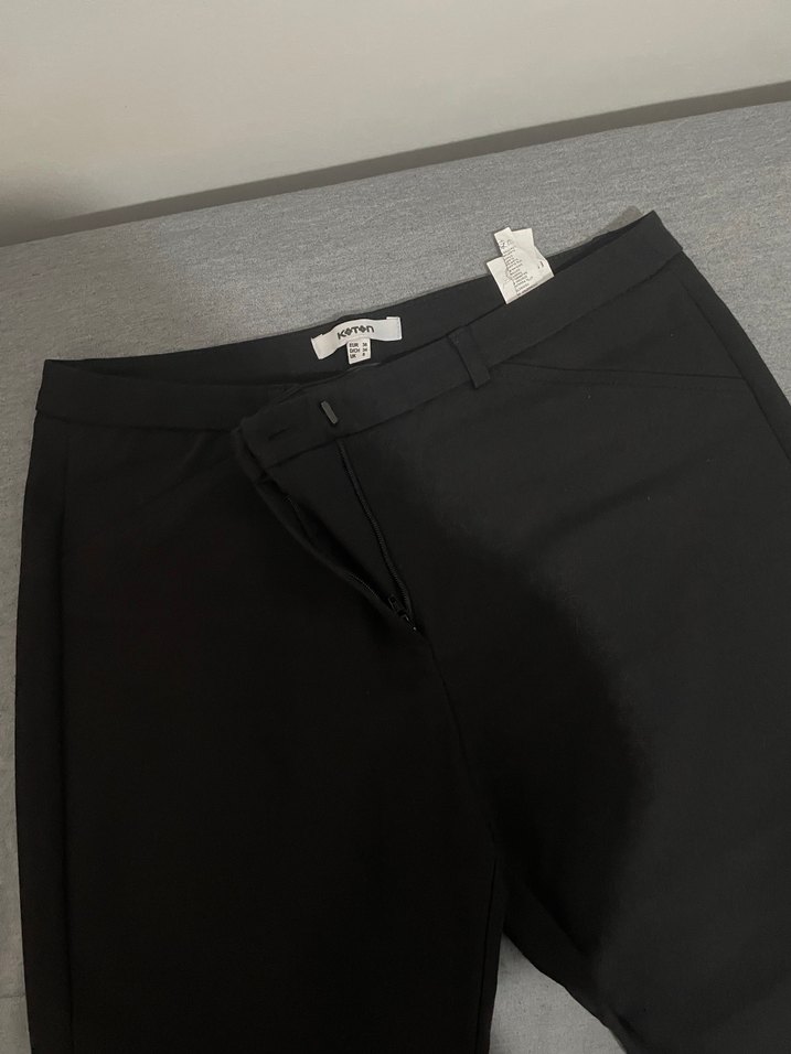 Koton Marka Siyah Kadın Kumaş Pantolon Midi Boy - Görsel 3