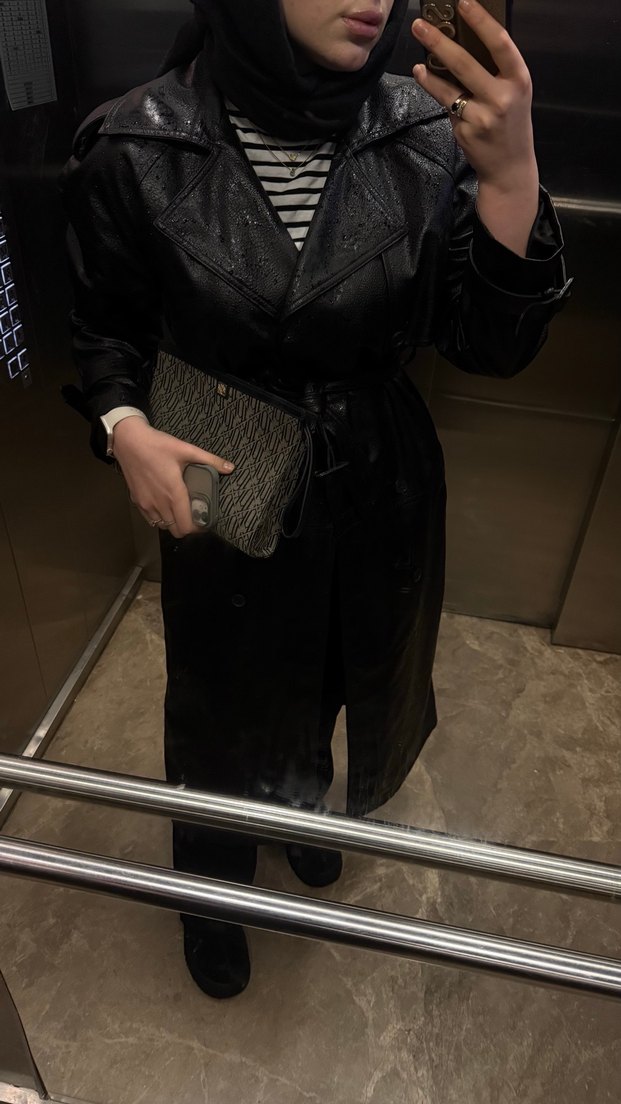 Siyah Trendyolmilla Deri Trençkot - Görsel 2