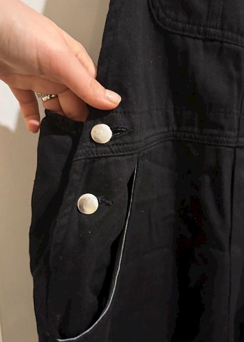 Kadın Siyah Denim Uzun Salopet - Görsel 2