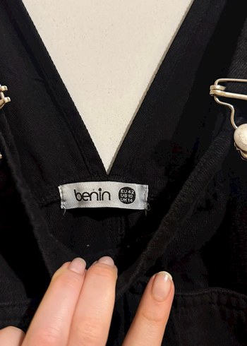 Kadın Siyah Denim Uzun Salopet - Görsel 5