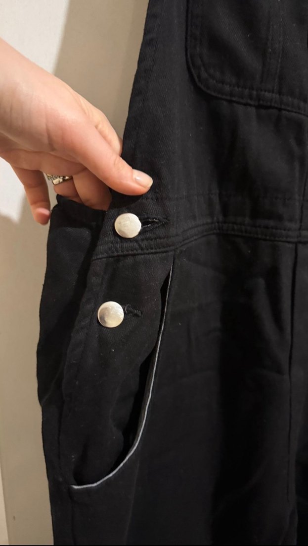 Kadın Siyah Denim Uzun Salopet - Görsel 2