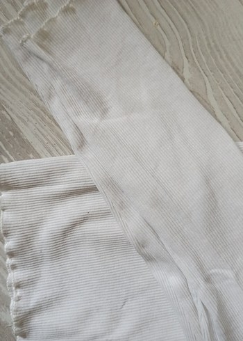 Beyaz Keten Kadın Uzun Kollu Basic Kazak crop - Görsel 2