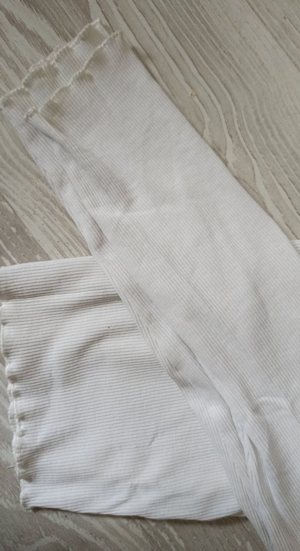 Beyaz Keten Kadın Uzun Kollu Basic Kazak crop - Görsel 2