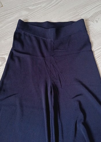 Dantel Detaylı Lacivert Midi Kumaş Pantolon - Görsel 3