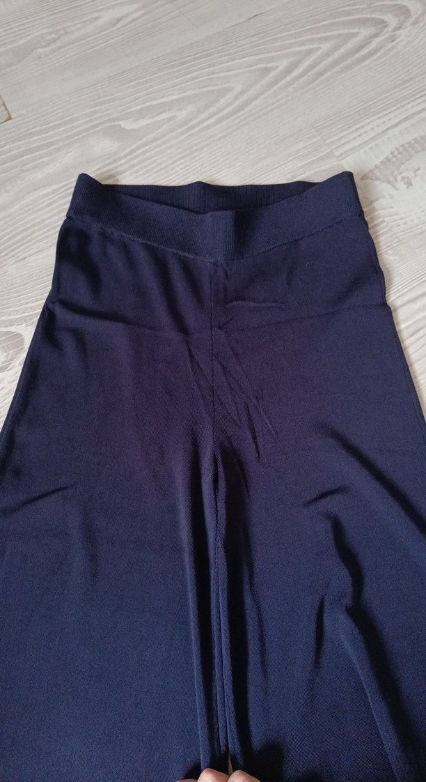 Dantel Detaylı Lacivert Midi Kumaş Pantolon - Görsel 3