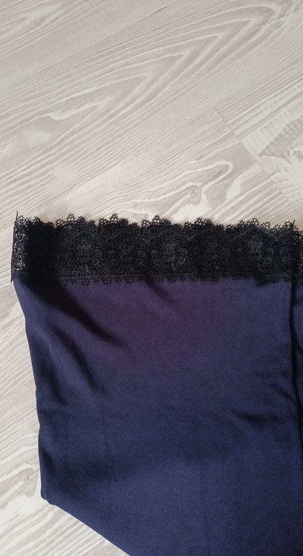 Dantel Detaylı Lacivert Midi Kumaş Pantolon - Görsel 2