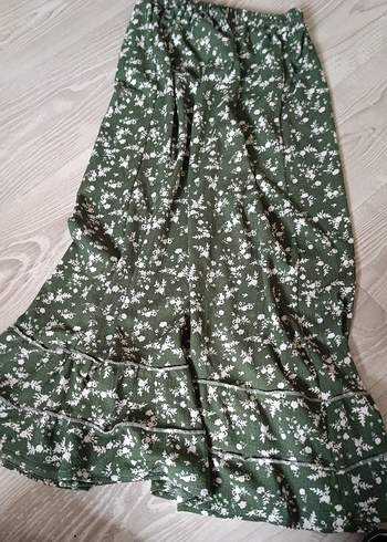 Yeşil Uzun Volanlı Bohem Etek - Görsel 2