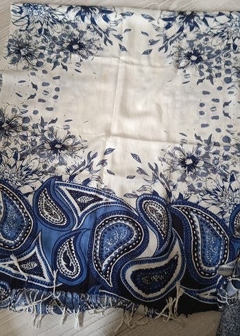 Püsküllü Mavi Bohem Kadın Şalı - Görsel 2