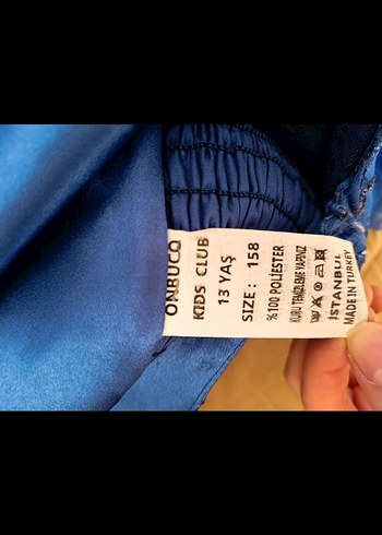 Mavi Uzun Drapeli V Yaka Kadın Elbise - Görsel 5