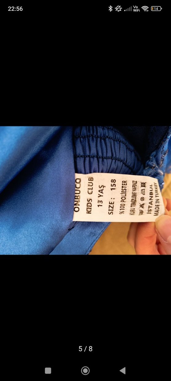 Mavi Uzun Drapeli V Yaka Kadın Elbise - Görsel 5