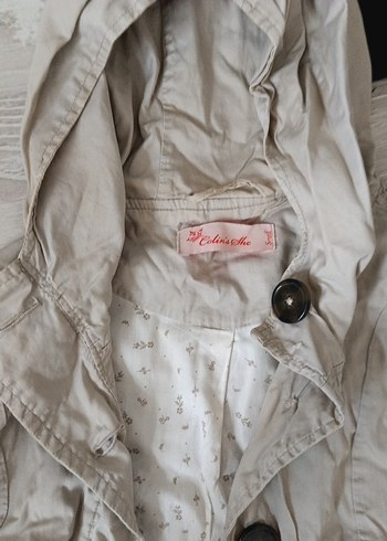 Bej Keten Midi Kadın Trençkot - Görsel 3