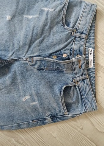 Zara Mavi Denim Midi Boy Kadın Jean - Görsel 4