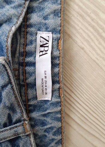 Zara Mavi Denim Midi Boy Kadın Jean - Görsel 5