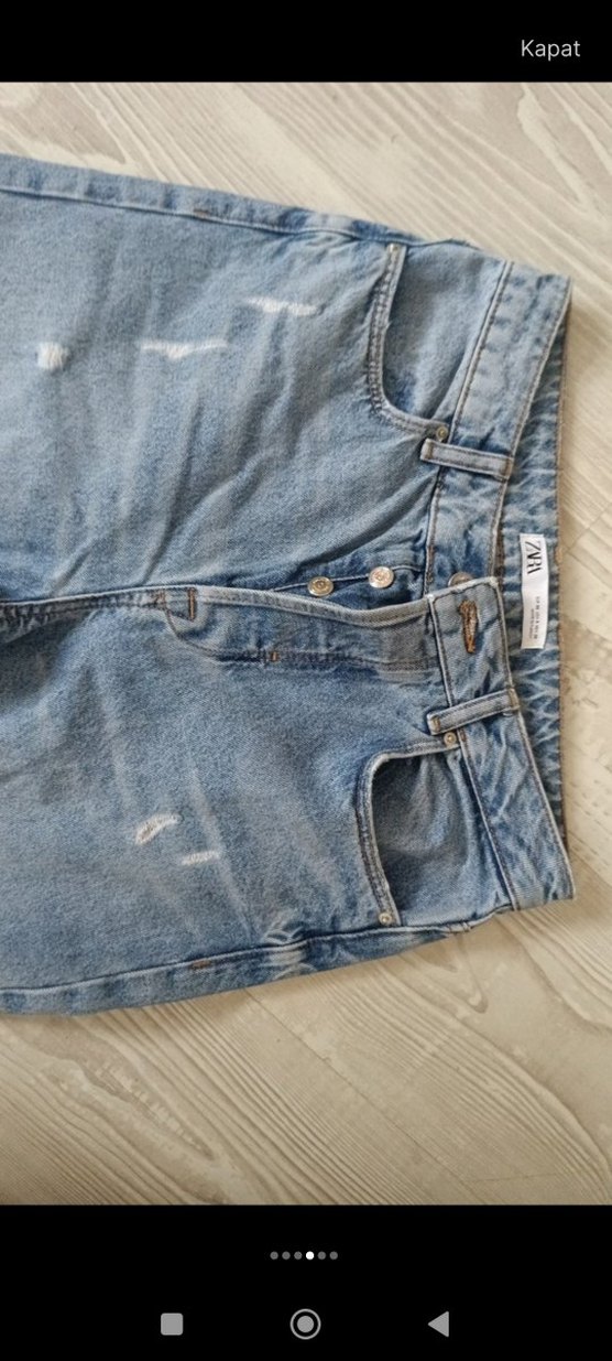 Zara Mavi Denim Midi Boy Kadın Jean - Görsel 4