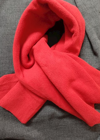 Kırmızı Kadın polar Eldiven ve atkı - Görsel 4