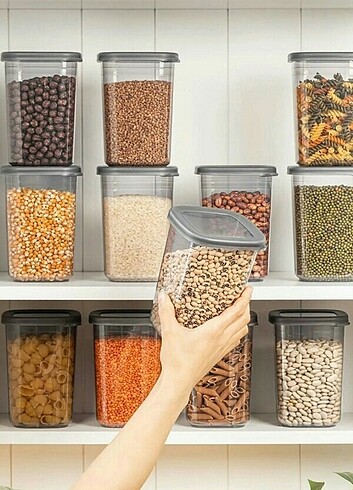 12 Lİ VAKUM KAPAKLI BAKLİYAT SAKLAMA KABI 1200 ml